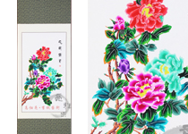 中秋节剪纸画轴系列作品——《花好月圆》